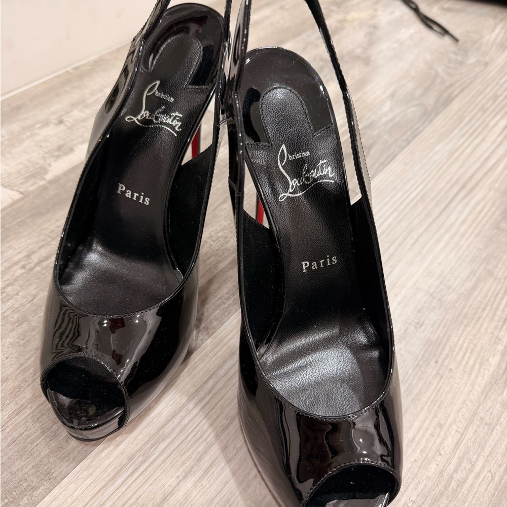 Christian Louboutin Hot Chick Sling Alta 120MM Patent Leather Heels size 40 - Picture 3 of 5